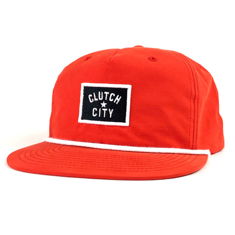 RGC-Clutch-City-Badge-5-Panel-Golf-Hat-Football-RED-WHITE-Rope-Houston-Rockets-NBA-Retro-Cap